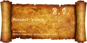 Mendel Vince névjegykártya
